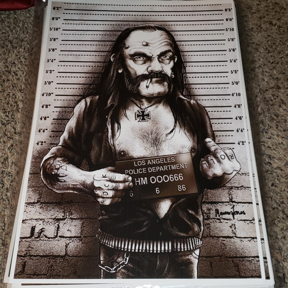 Lowbrow Ian Fraser Kilmister Lemmy Police Mugshot Motorhead 11"x17" Tattoo Print